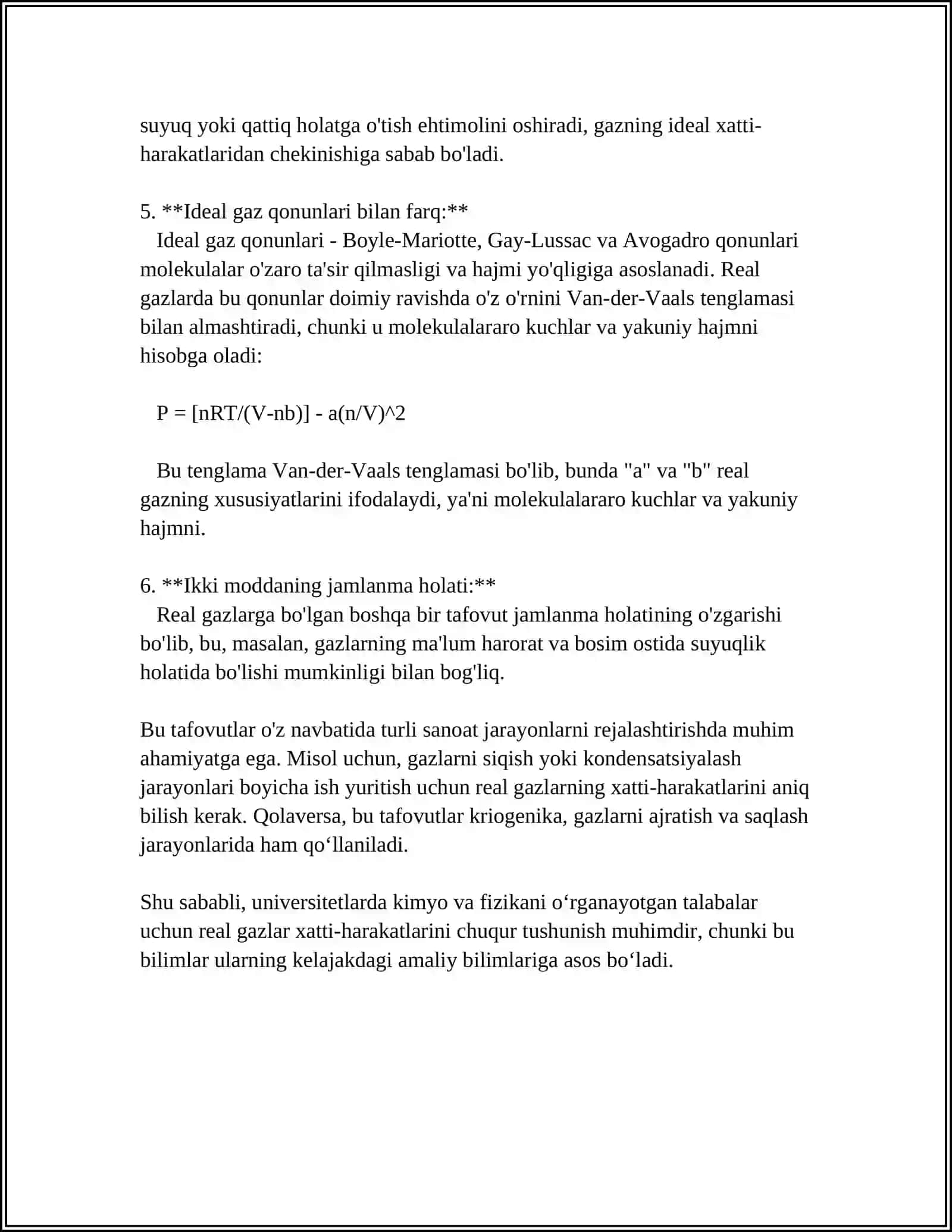 REAL GAZLARNING HUSUSIYATLARI 4
