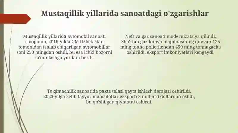 Mustaqillik yillarida qishloq xo'jaligidagi o'zgarishlar 4