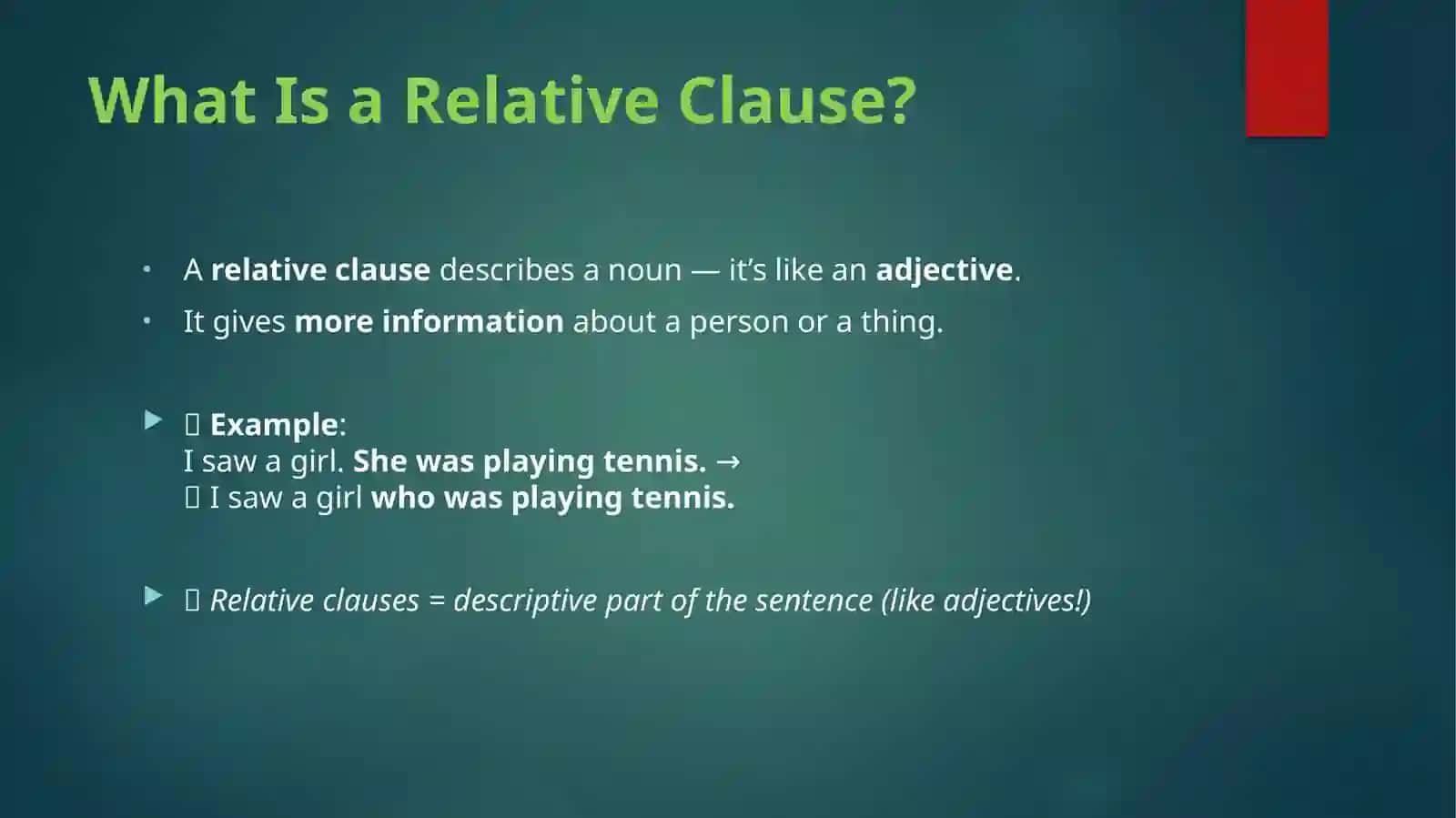 Relative Clauses with who / that / which 4