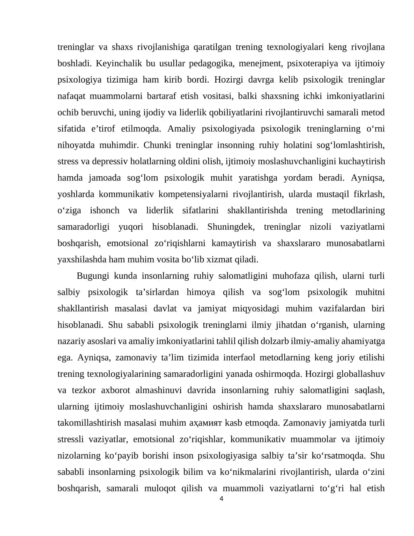Psihologik trening tushunchasi va uning amaliy psihologiyadagi o’rni 4