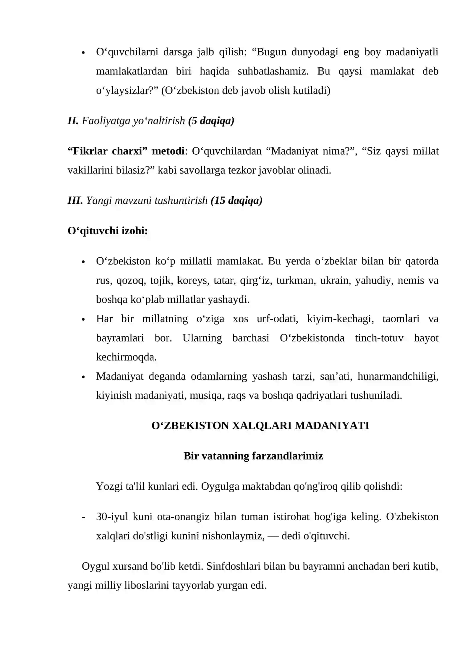 3-sinf tarbiya .O'zbekiston xalqlari madaniyati DARS ISHLANMA 4