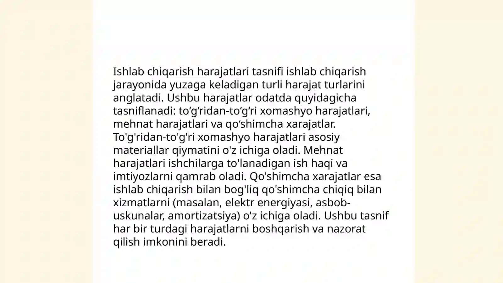 Asosiy va yordamchi ishlab chiqarish harajatlari hisobi 4