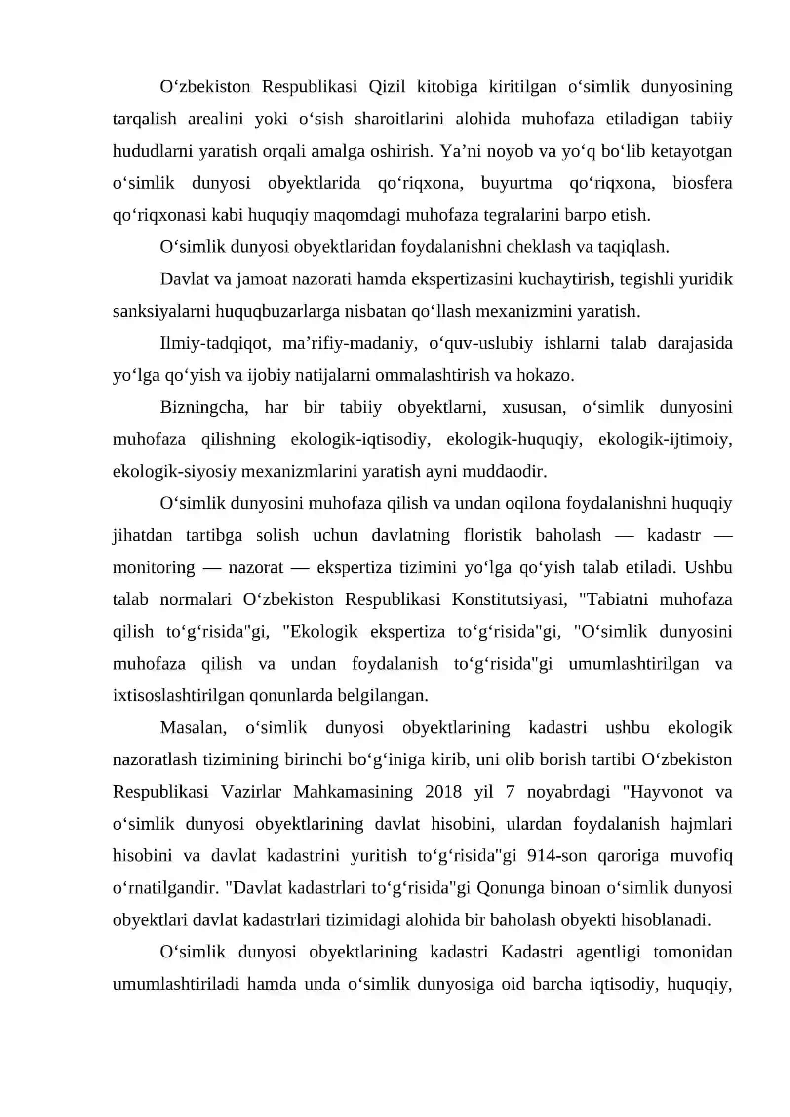 O‘simlik dunyosini muhofaza qilish chora-tadbirlari 4
