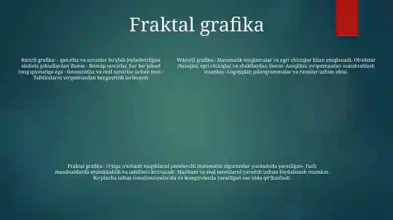 Rastrli Grafika, Vektorli Grafika, Fraktal Grafika 4