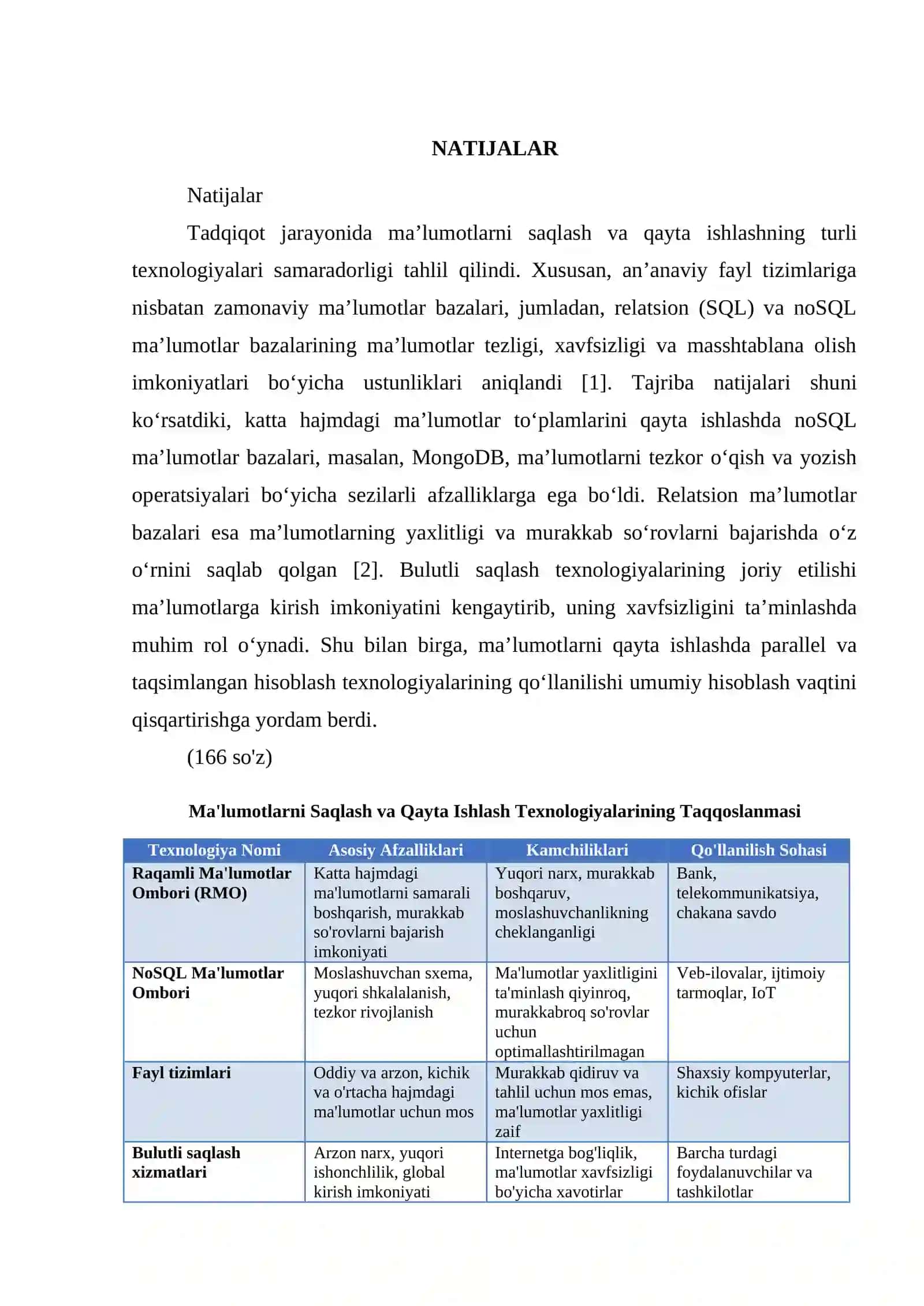 MA’LUMOTLARNI SAQLASH VA QAYTA ISHLASH TEXNOLOGIYALARI 4