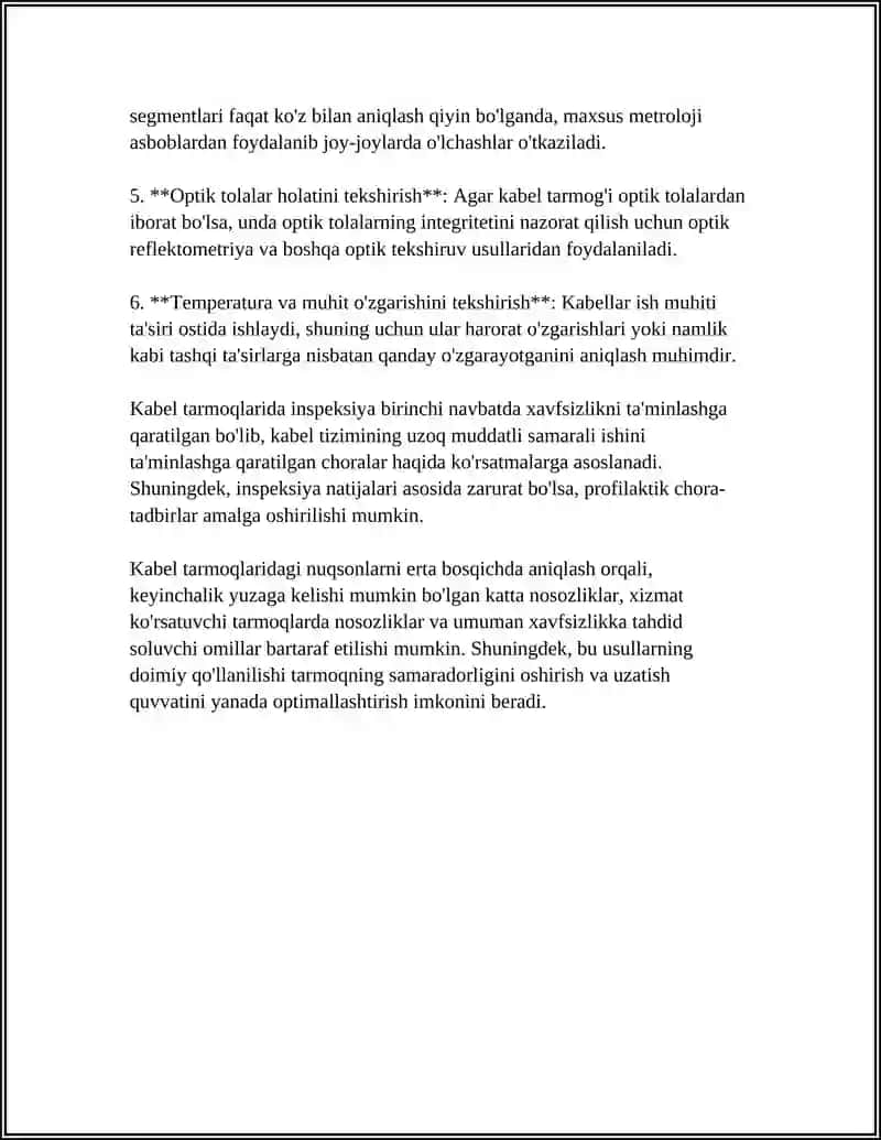 KABEL TARMOQLARINING QAROVLARI KABEL TARMOQLARIDA ZARARLANISH JOYLARINI ANIQLASH 4