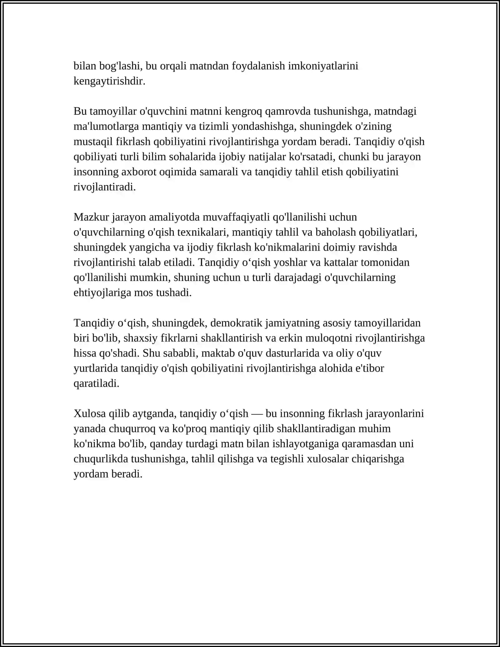 Tanqidiy Oʻqish va Samarali Amalga Oshirish Omillari 4