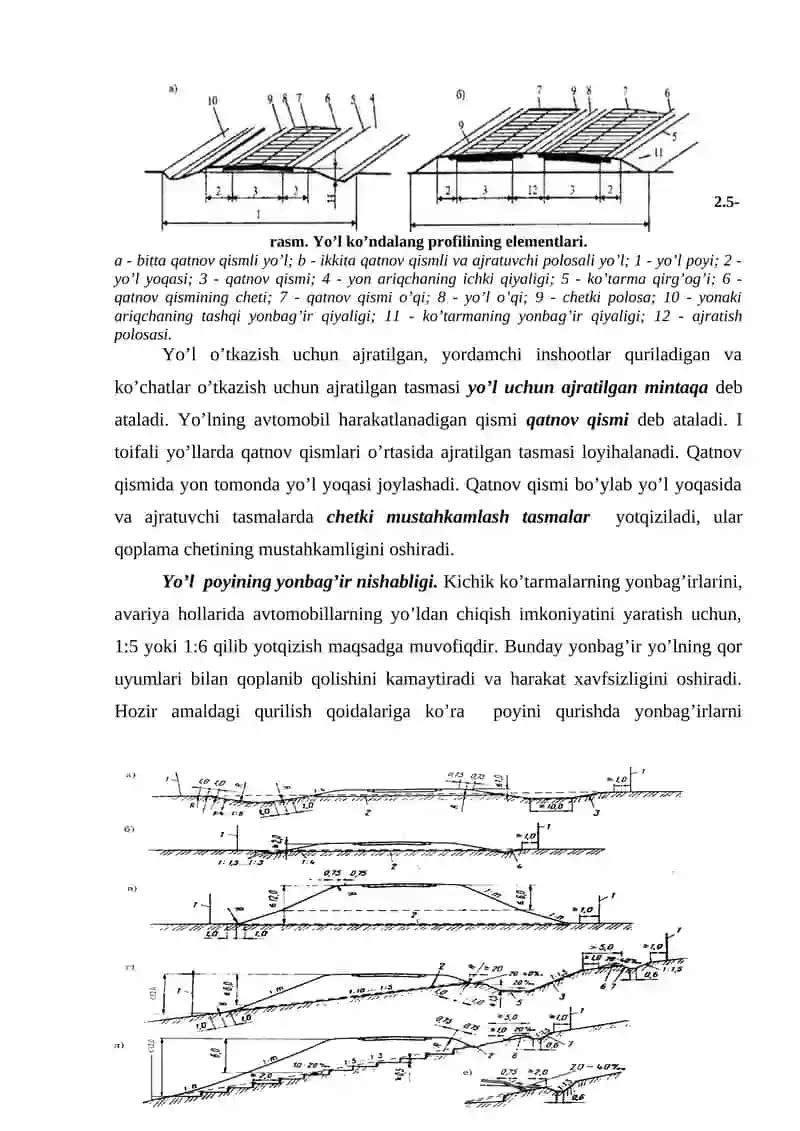 MA’RUZA: AVTOMOBIL YO’LINING ASOSIY ELEMENTLARI 4