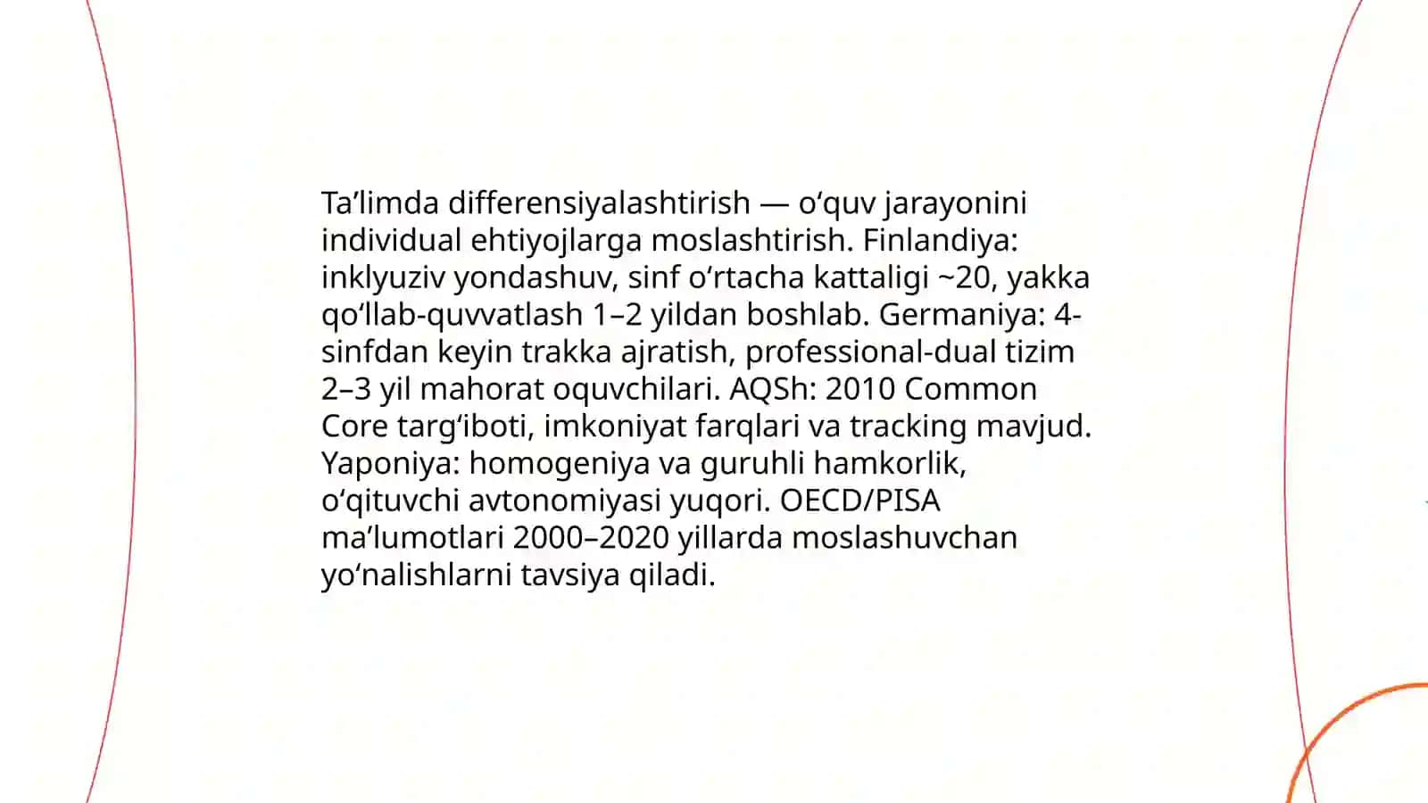 Jahon mamlakatlarida taʼlim integratsiyalash va differensiyalashtirish muammolari hamda kasbga yoʻnaltirish masalalari 4