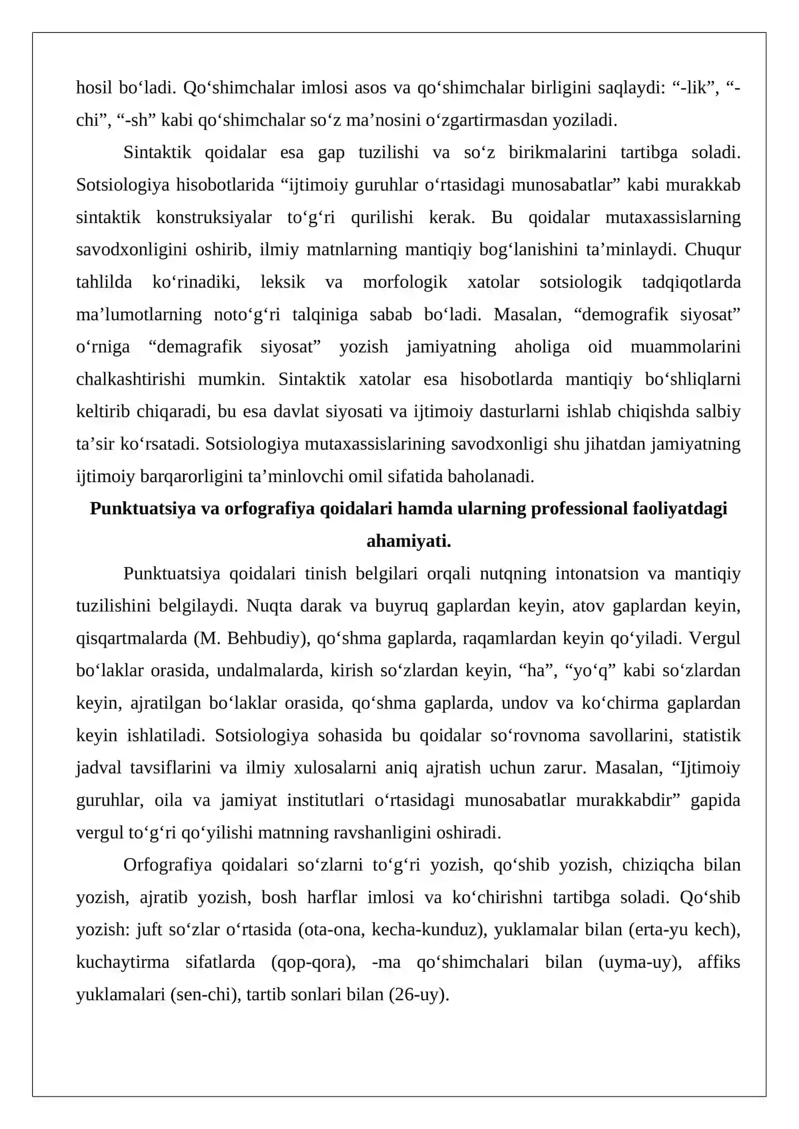 O‘zbek tilining imlo qoidalari va soha egalarining savodxonligi (Sotsiologiya). 4
