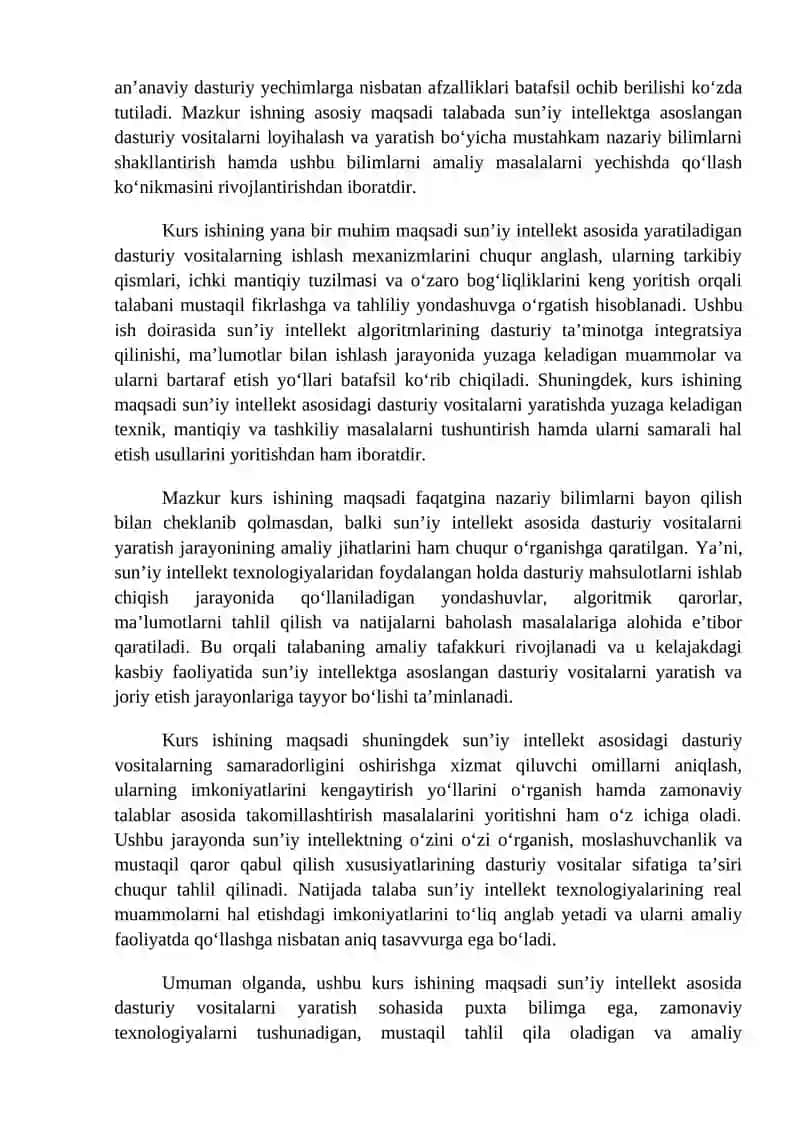 Sun’iy intellekt asosida dasturiy vositalarni yaratish 4