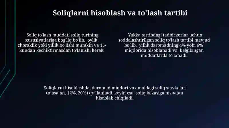 Soliqlar va yig'imlar tizimi hamda ularning turlari 4
