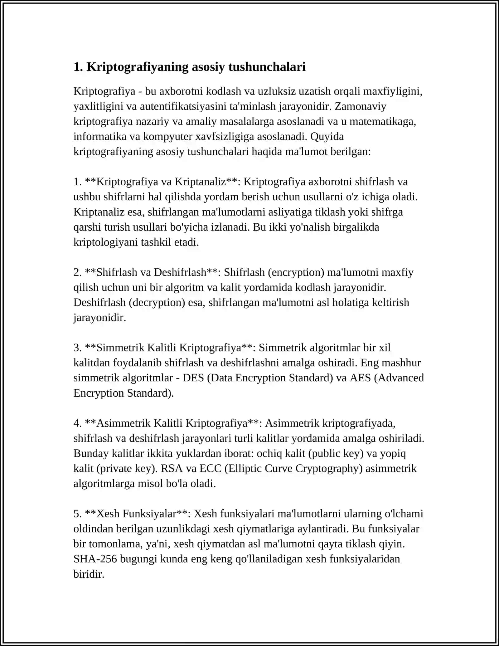 KRIPTOGRAFIYANING ASOSIY TUSHUNCHALARI 4