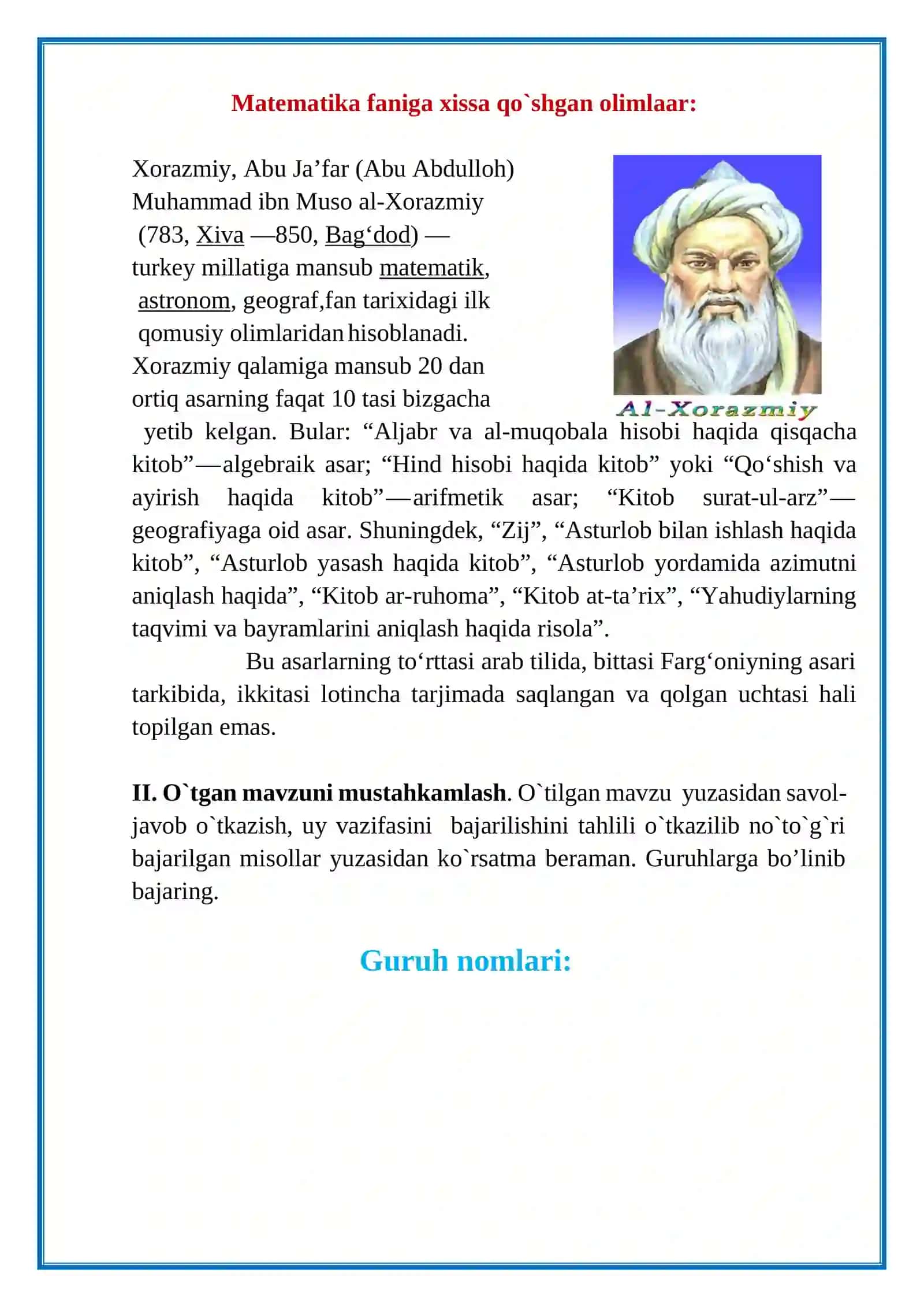 3-sinf. Matematika. To'plamlar. 4-chorak 4