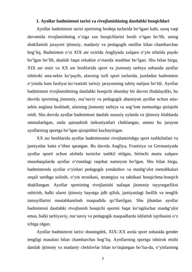 Ayollar badmintoni rivojlantirish jarayoni va tendensiyalari 4