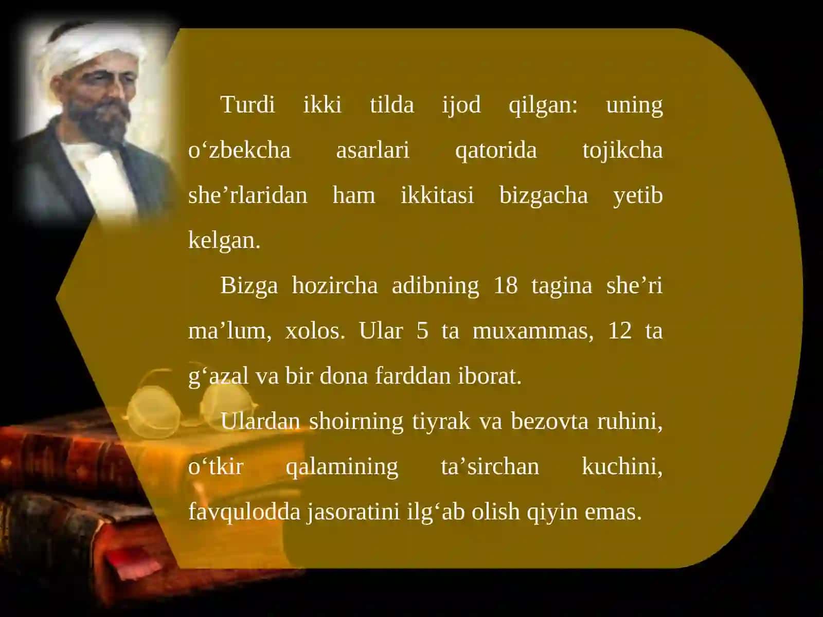 10-sinf Adabiyot fanidan Turdi Farog'iy dars taqdimot 4