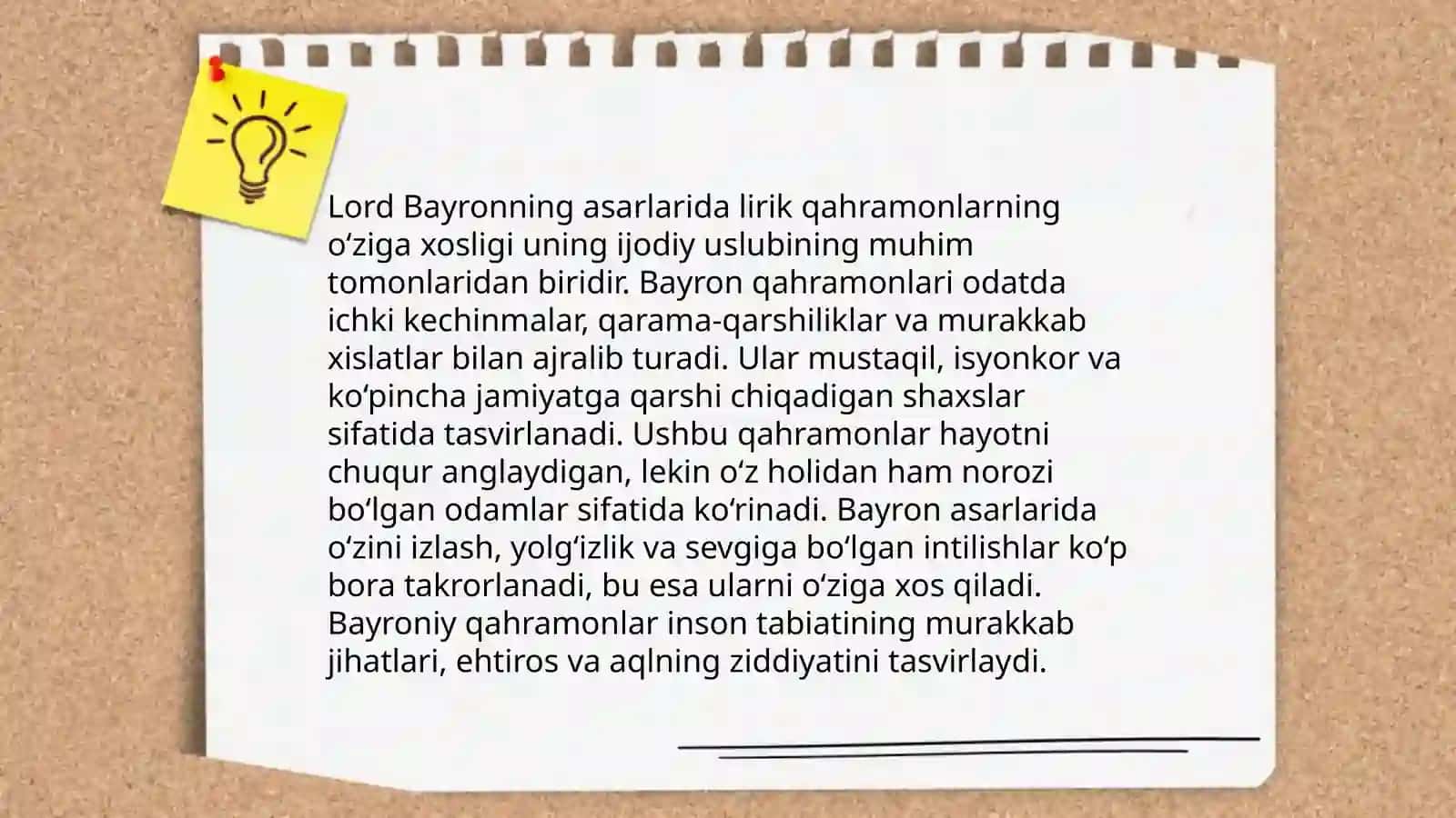 Bayron ijodida romantik obrazlar haqida 4