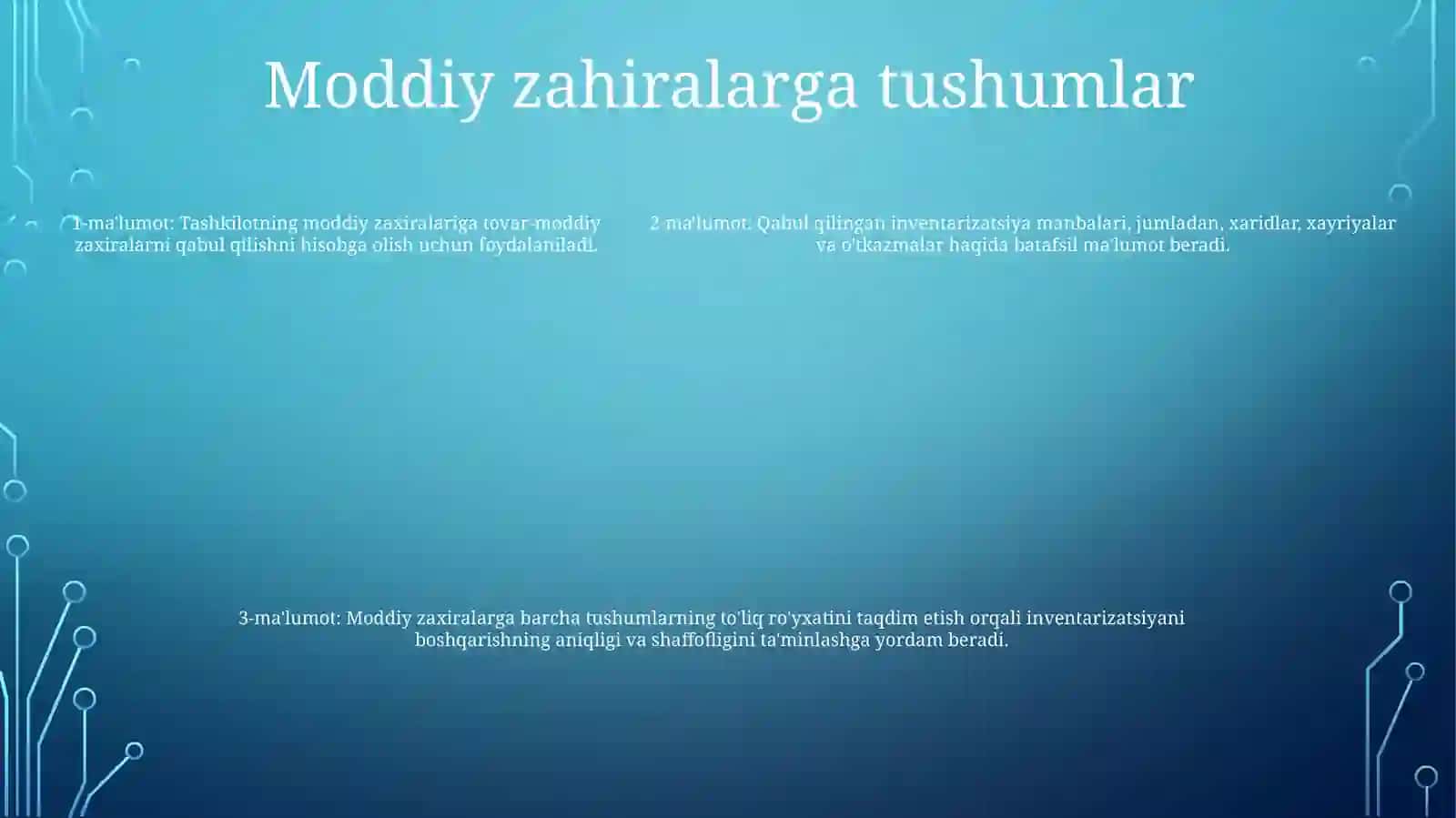 Tovar Moddiy Zaxiralarning Kirimi Hamda Xisobdan Chiqarilishi Hisobi 4