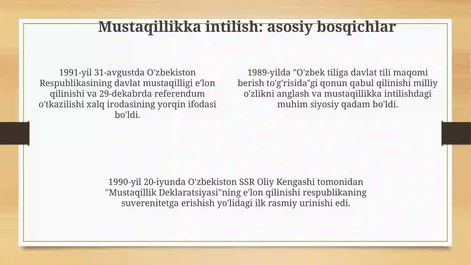 O'zbekiston mustaqillikka erishish shon-sharaflar 4