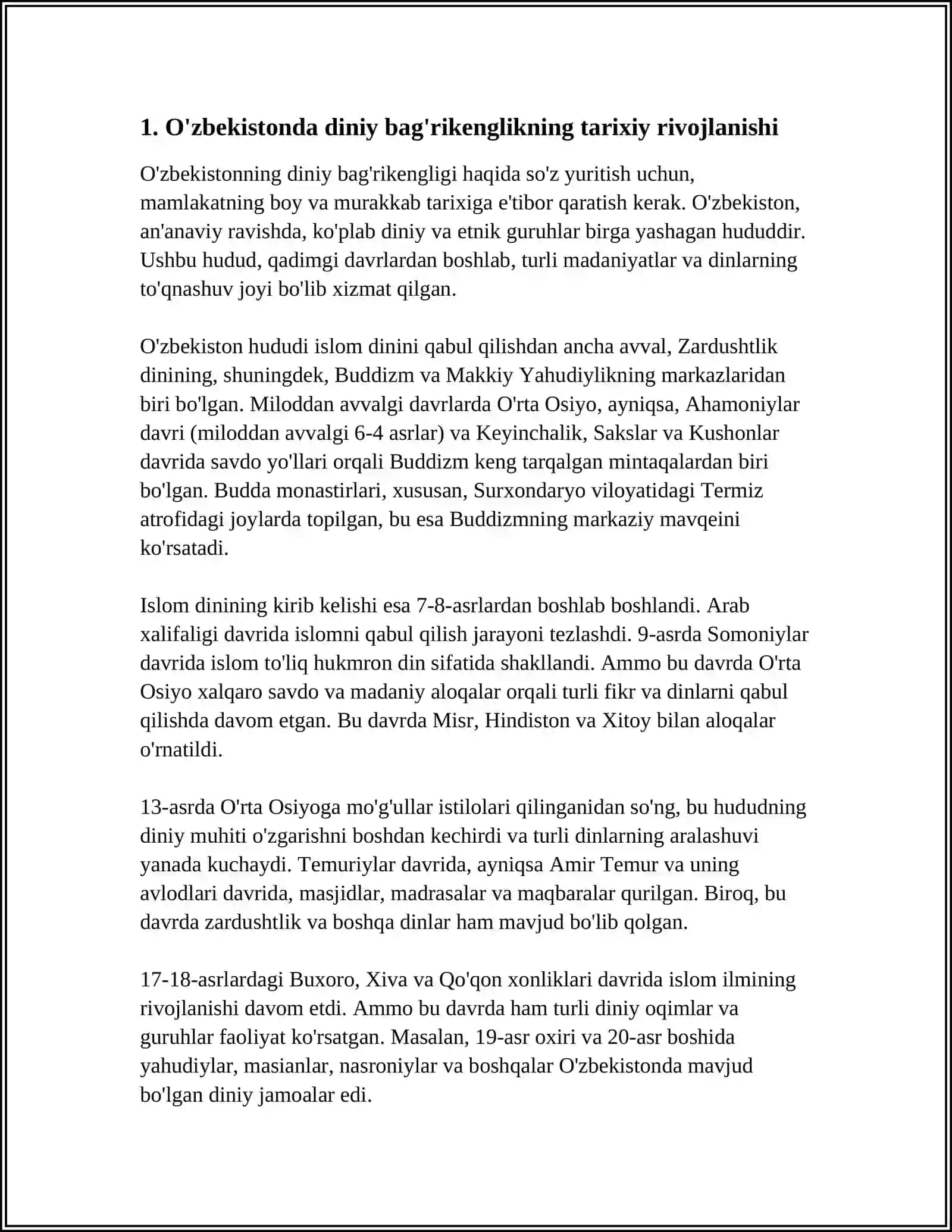 O'ZBEKISTONDA KONFESSIYALARARO DINIY BAG'RIKENGLIKING TARIXIY TAJRIBASI 4