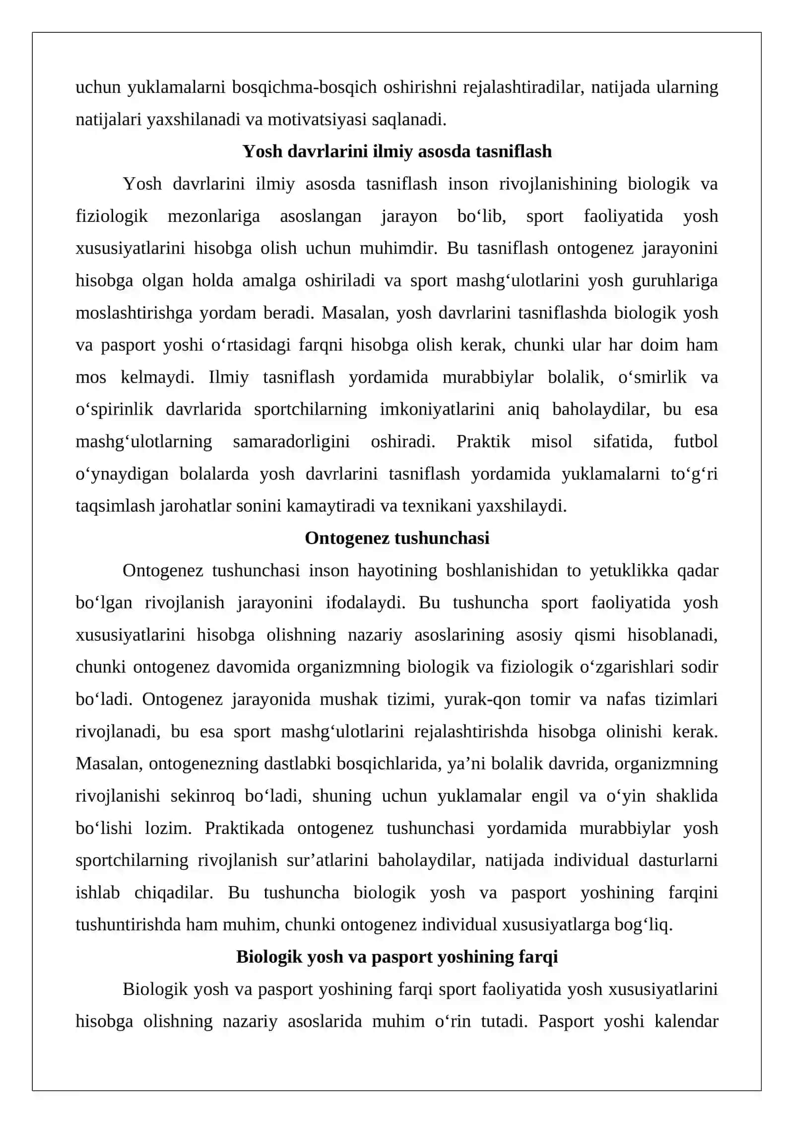 Sport faoliyatida yosh xususiyatlarini hisobga olish 4