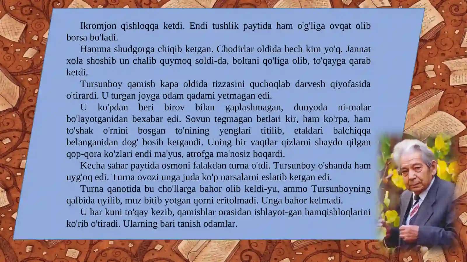 8-sinf Adabiyot fanidan Said Ahmad - Qochoq dars taqdimot 4