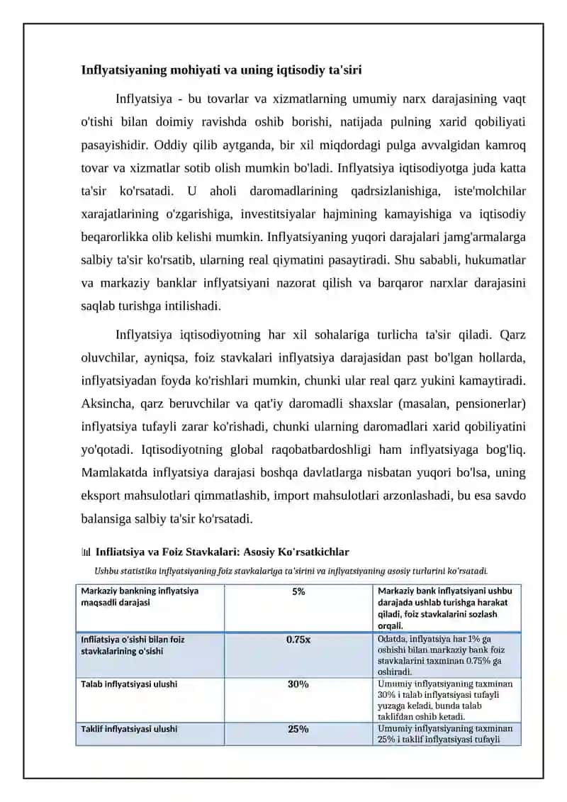 Inflyatsiyaning foiz stavkalariga ta'siri. Inflyatsiyaning turlari 4