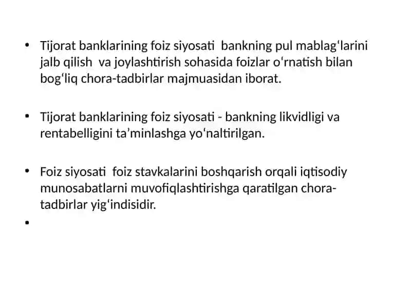 Foiz stavkalariga ta'sir qiluvchi omillar 4