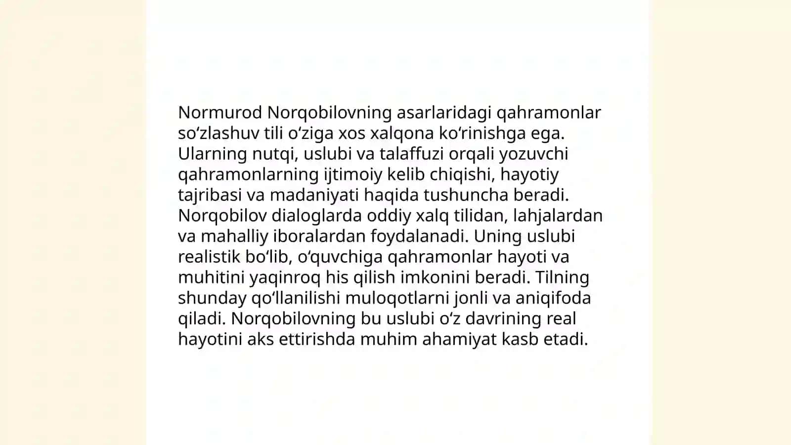Togʻay Murod va Normurod Norqobilov asarlaridan qipchoq shevasiga xos til birliklarini topish va tahlil qilish 4