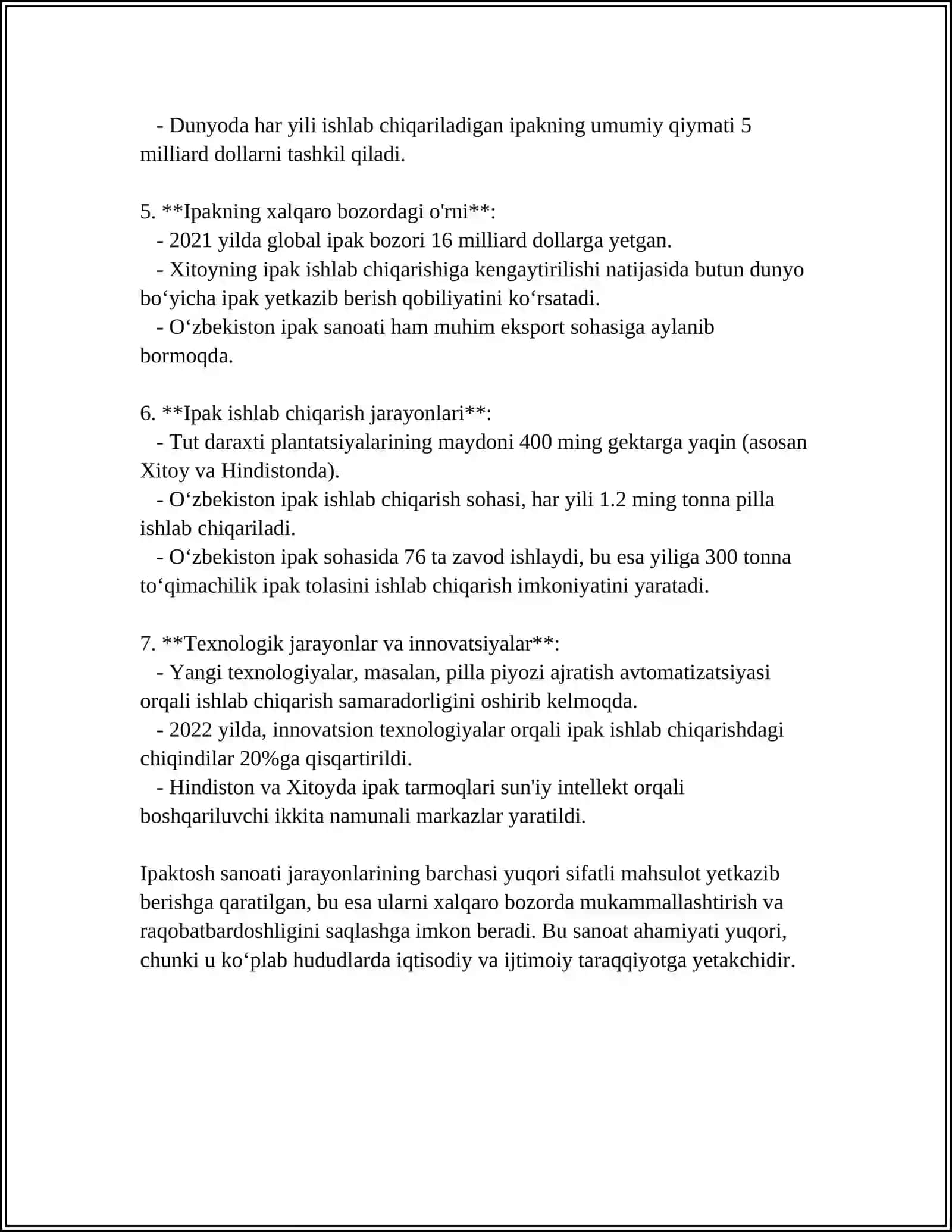 IPAKCHILIK SANOATI, PILLA VA UNGA QOʻYILADIGAN TEXNIK TALABLAR HAMDA USKUNALAR TASNIFI 4