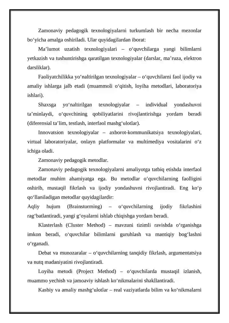 Zamonaviy pedagogika sohasida texnologiyaning mohiyati,mazmuni va metodlari 4