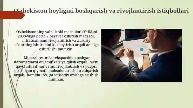 O'zbekistonda milliy boylikni boshqarish va rivojlantirish istiqbollari 4