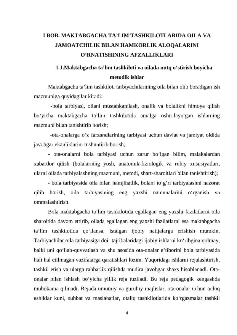 Maktabgacha ta’lim tashkilkoitlari va oila hamkorligida nutq o‘stirishning tizimli tashkillanishi 4