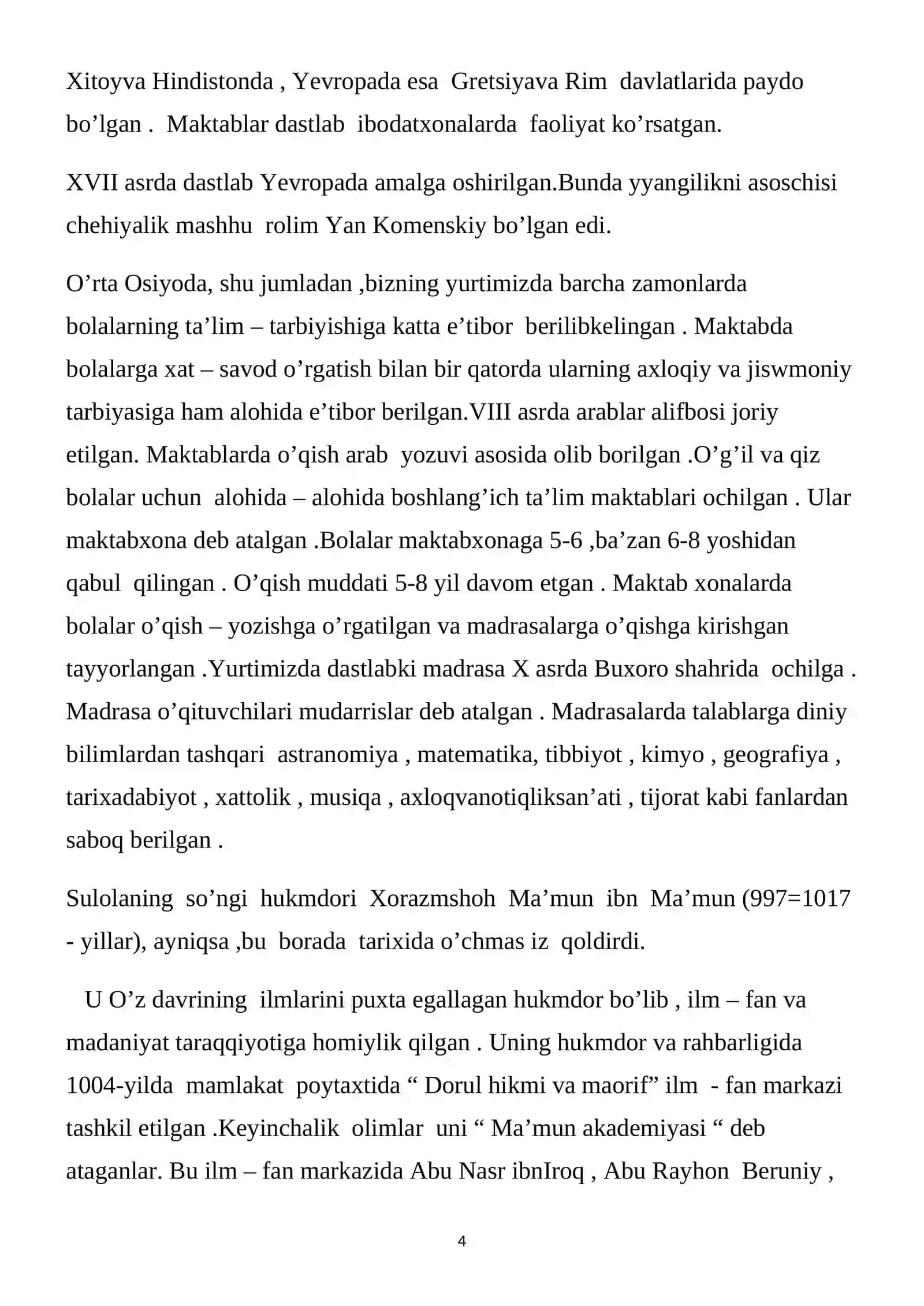 5-sinf Tarix fanidan ochiq dars ishlanma. Maktab - ilm o'chog'i 4