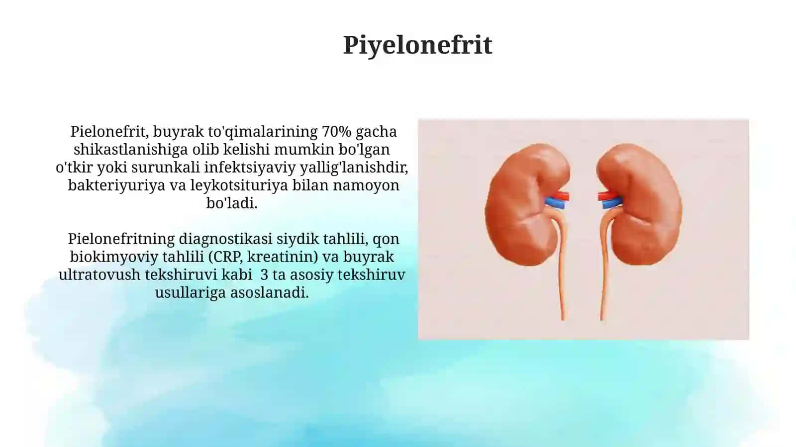 Buyrak klirensi. Buyrak patologiyasining tipik ko'rinishlari 4