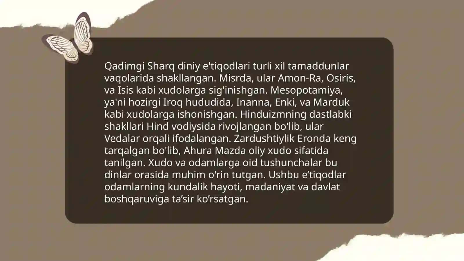 Qadimgi Sharqda asotiriy tasavvurlar va falsafiy bilimlarni paydo bo'lishi 4