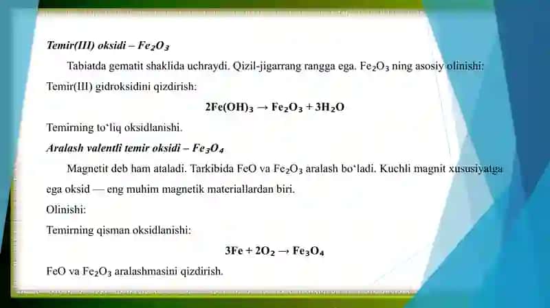 TEMIR OKSIDLARINING XUSUSIYATLARI 4
