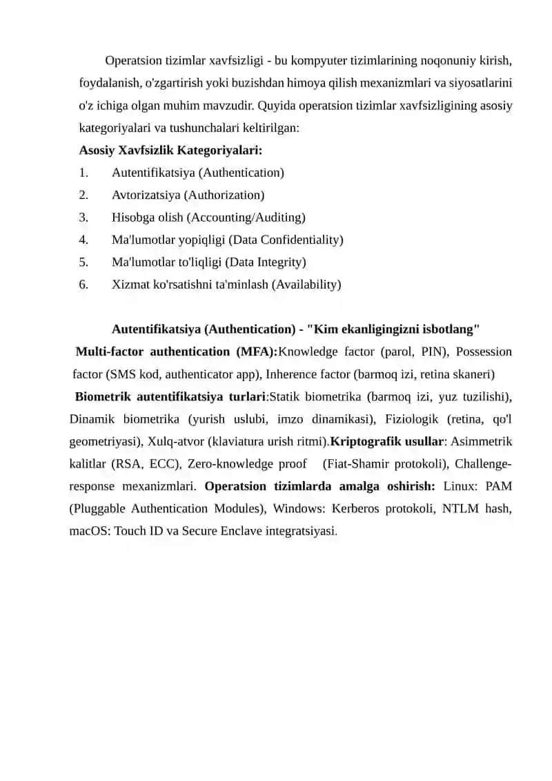 Operatsion tizimlar xavfsizlik kategoriyalari 4