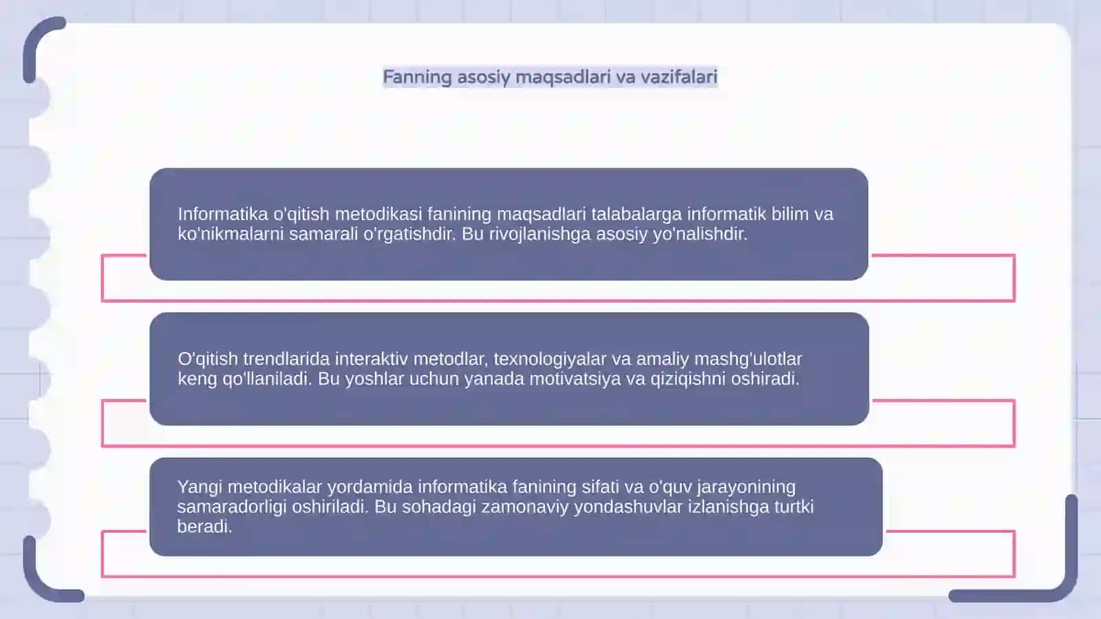 Informatika o'qitish metodikasi fani va uni o'qitish tendensiyalari 4