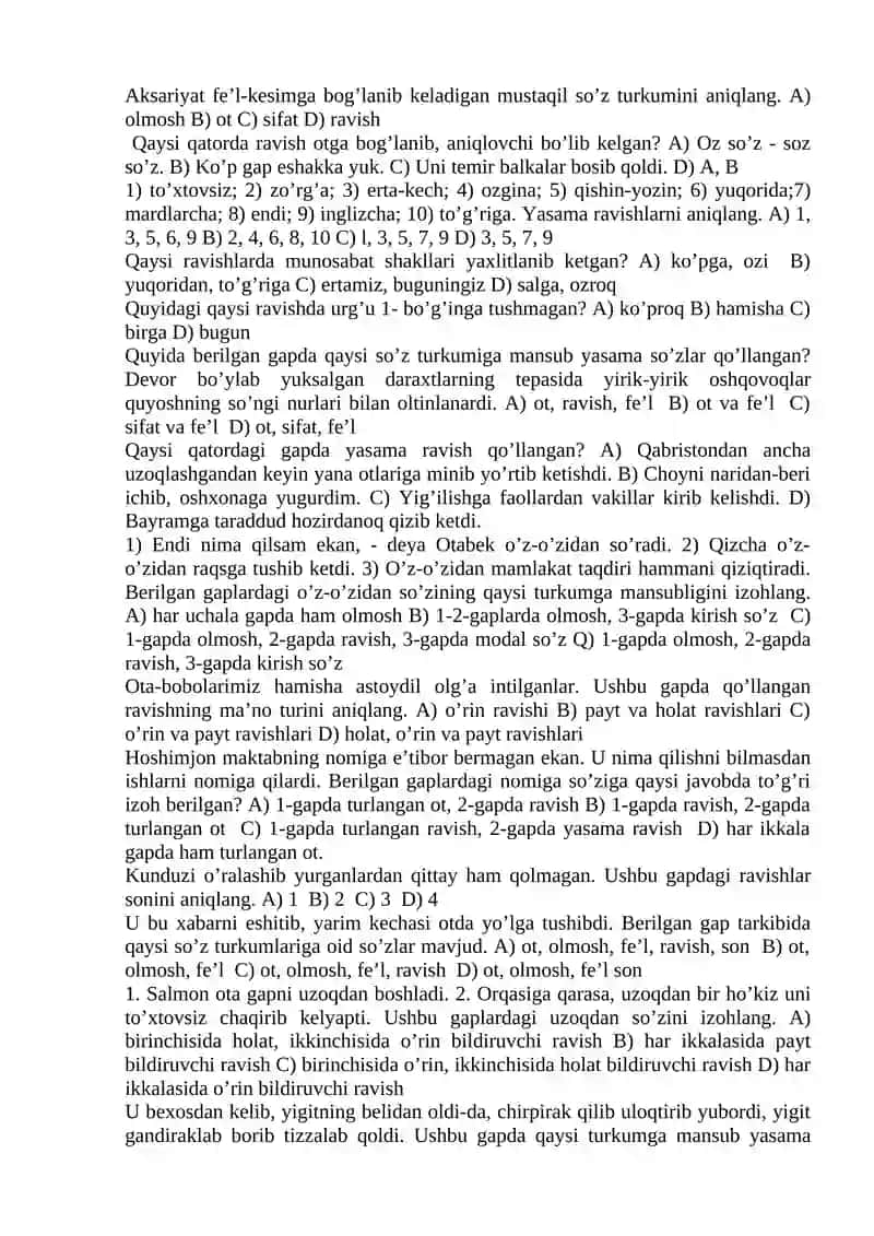 Quyida berilgan gapdagi ism asoslariga qanday shakllar qo’shilib kelgan? 4