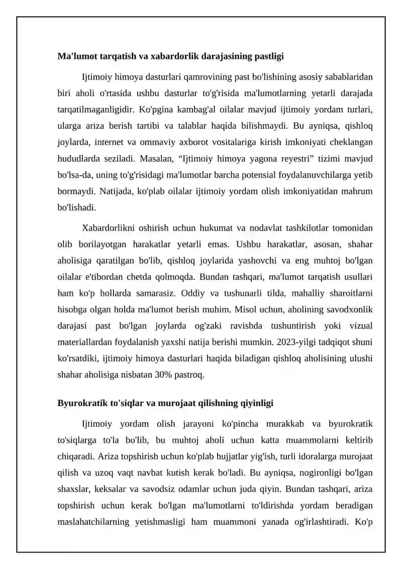 Kam taʼminlanganlarning ijtimoiy sxemalar bilan qamrab qilinmasligi 4