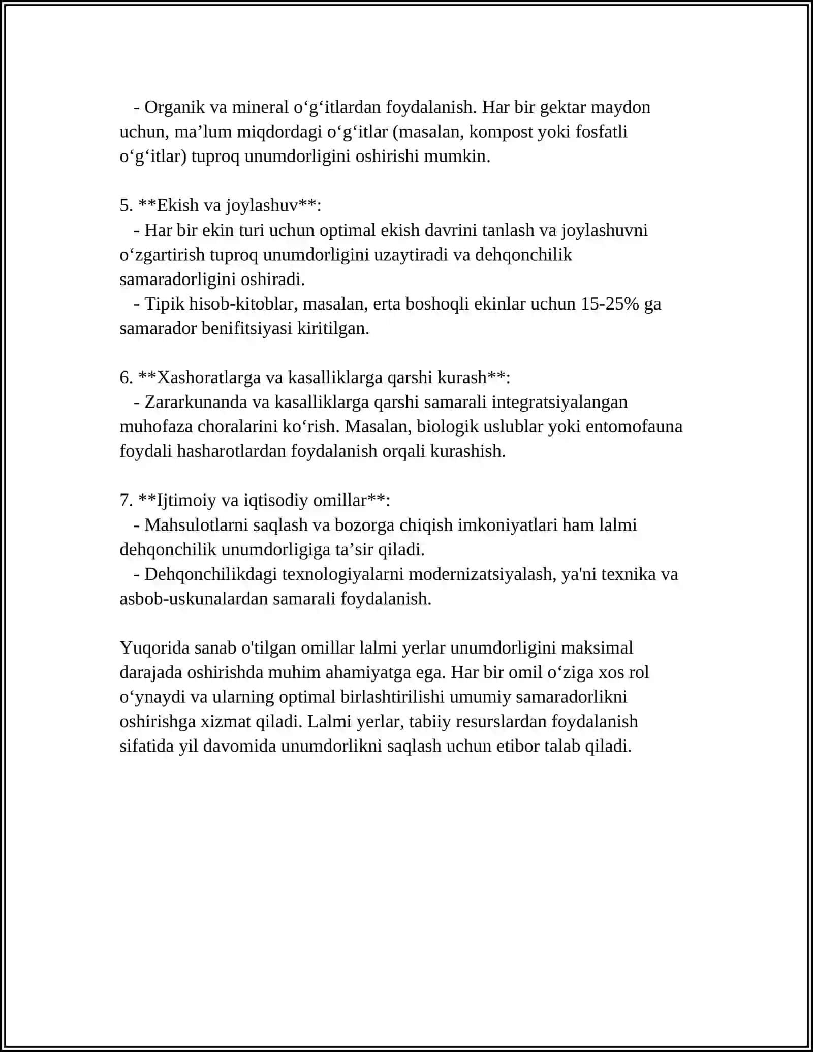 LALMI VA YAYLOV TUPROQLARI UNUMDORLIGI REFERAT 4
