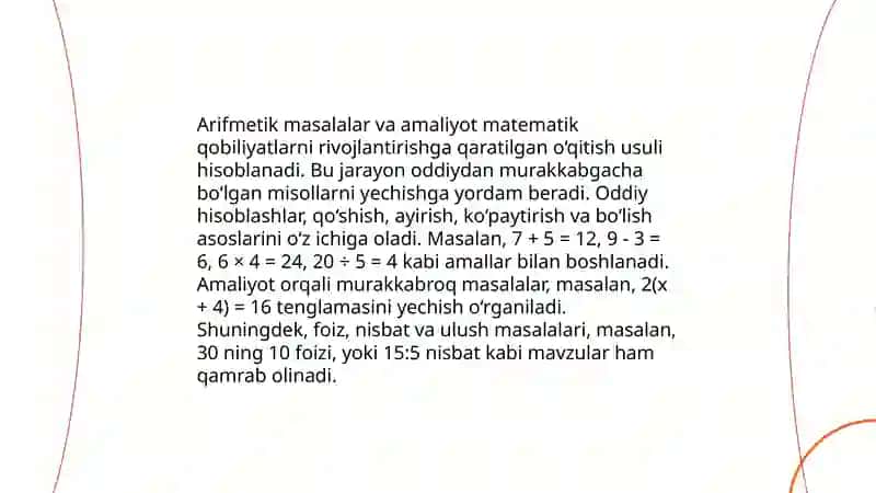Arifmetik masalalar yechishga oʻrgatish metodikasi 4