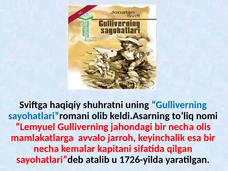Buyuk Ingliz adibi Jonatan Svift hayoti va ijodi 4
