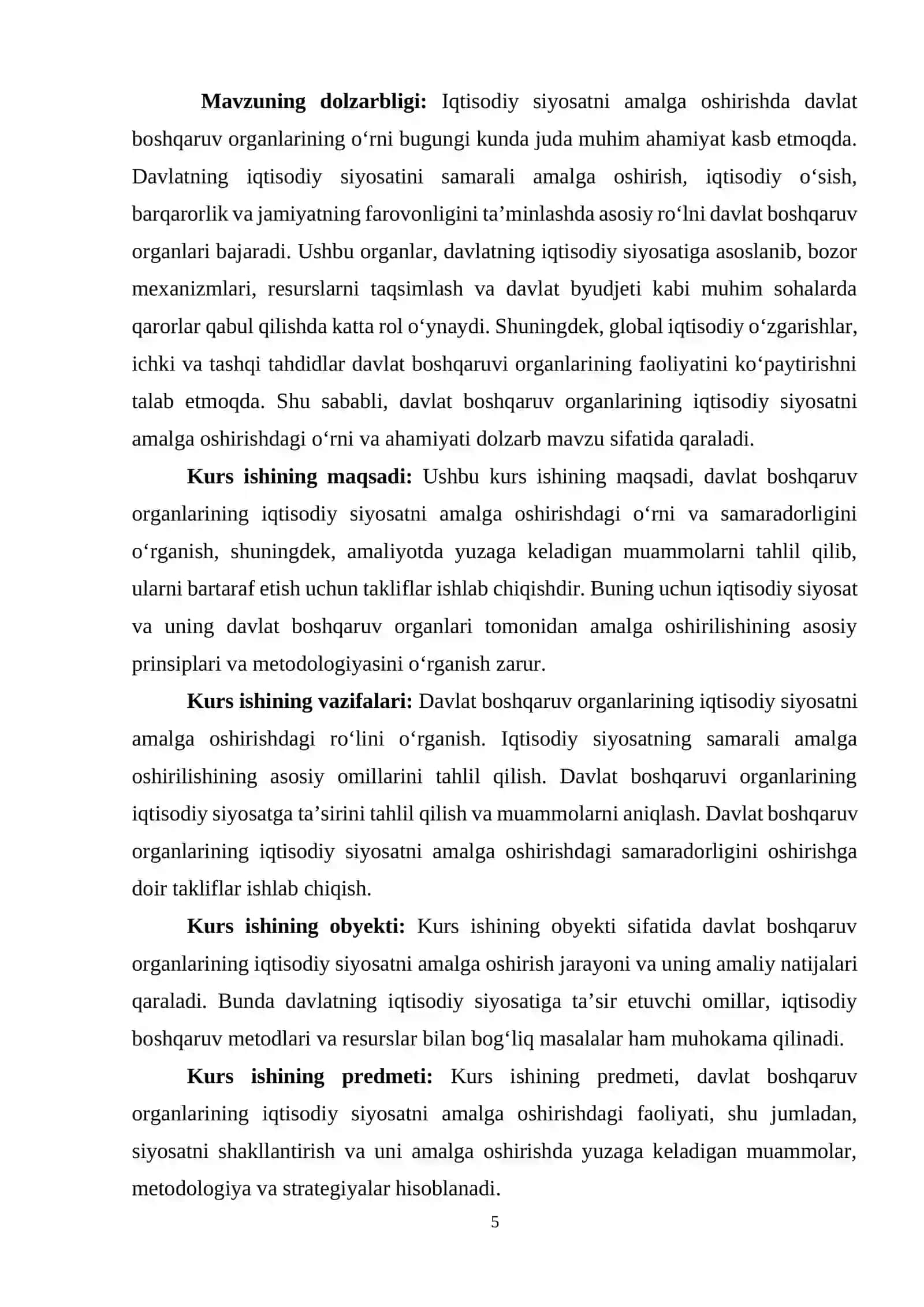 Davlat boshqaruv organlarining iqtisodiy siyosatni amalga oshirishda davkat boshqaruv organlarining o‘rni 4