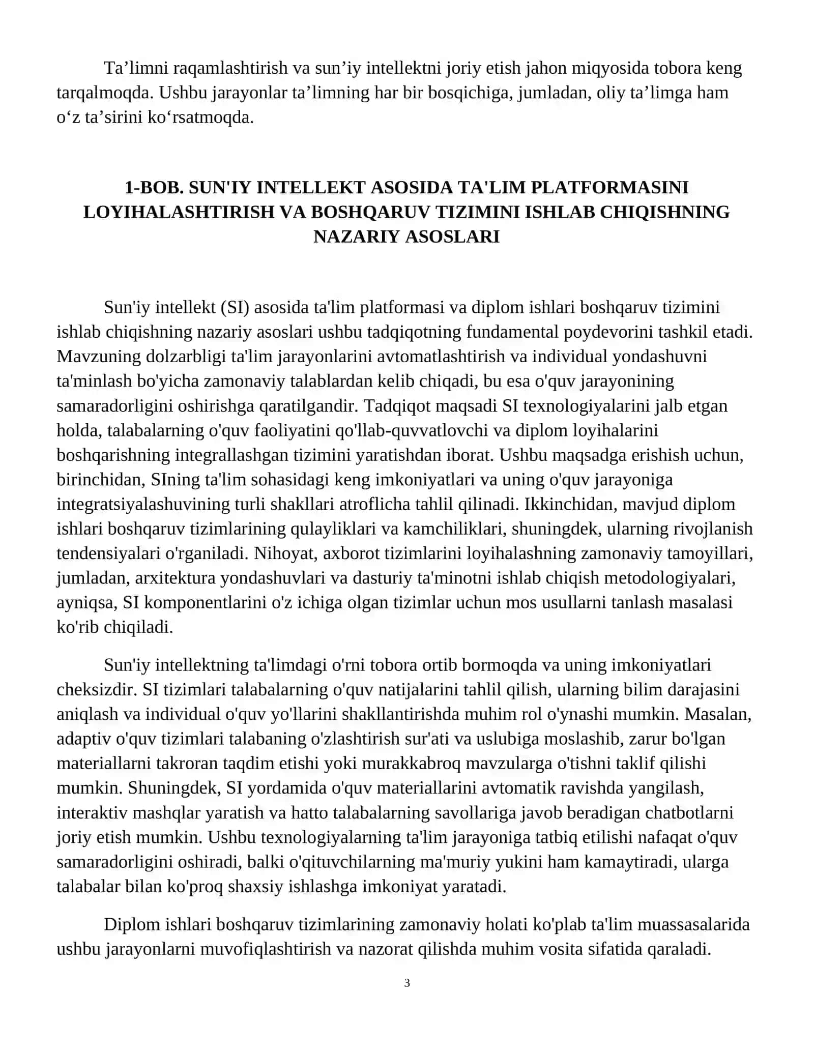 Sun’iy intellekt asosida ta’lim platformasi va diplom ishlari boshqaruv tizimini ishlab chiqish 4