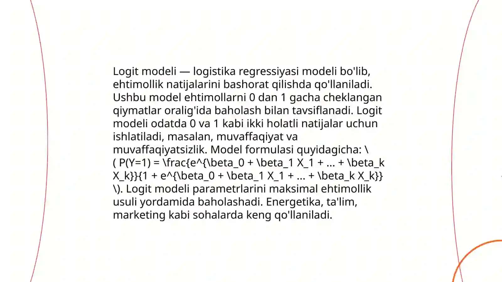 Ikkilik tanlov modellari, bog’liqli o’zgaruvchilar uchun cheklangan modellari va maksimal ehtimollikni baholash 4
