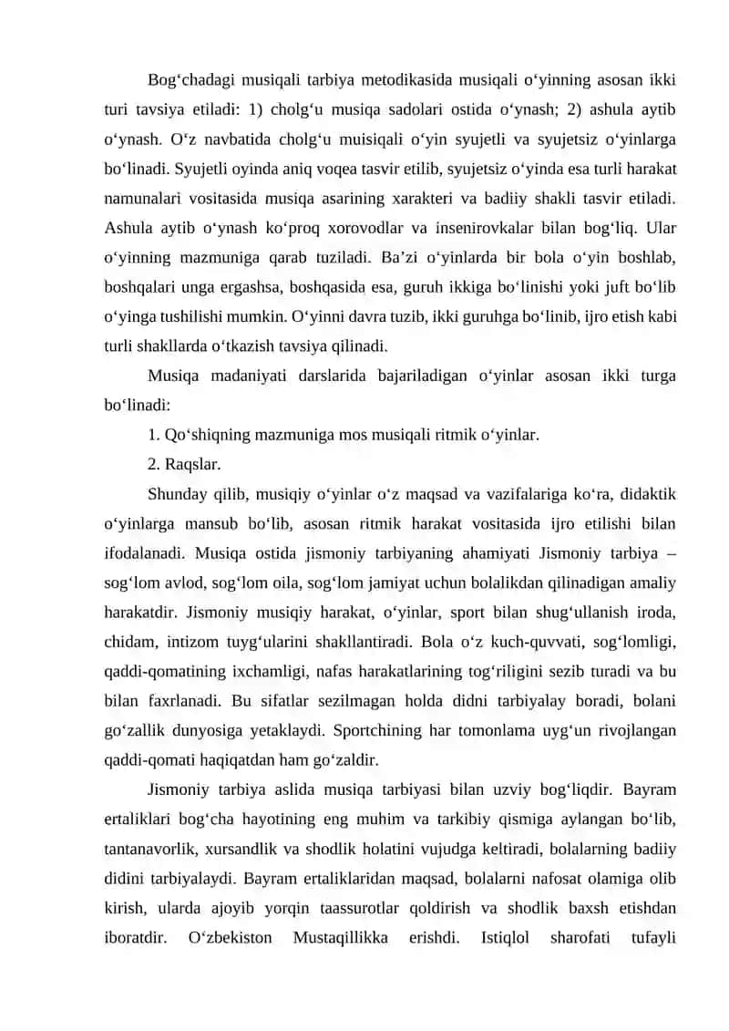 MUSIQA MASHG'ULOTLAR REJASIDA BAYRAM TADBIRLARI SSENARIYSINI ISHLAB CHIQISH VA O'TKAZISHGA QO'YILADIGAN TALABLAR 4