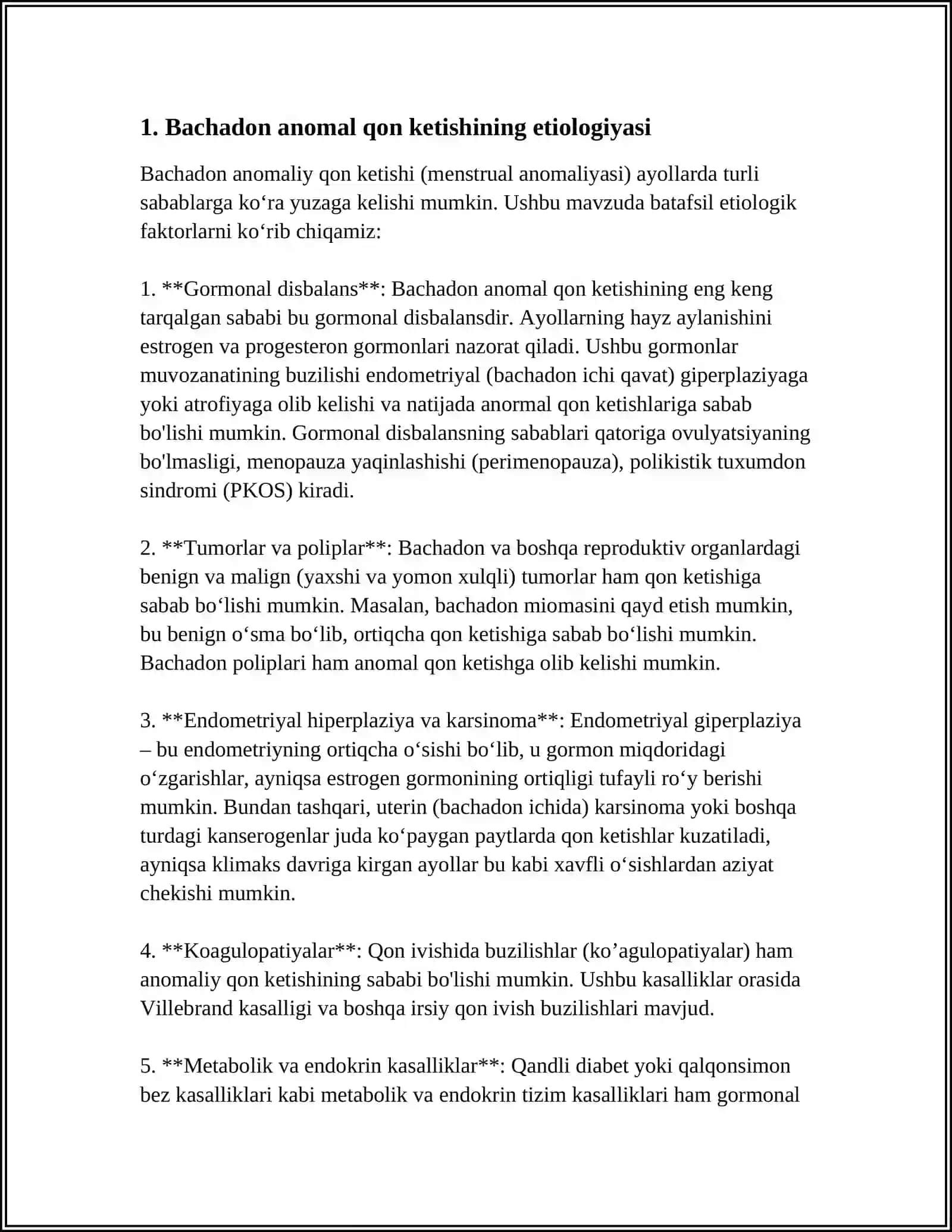 BACHADONDAN ANOMAL QON KETISHLARI.ETIOLOGIYASI,KLINIKASI,DAVOLASH TAMOYILLARI 4