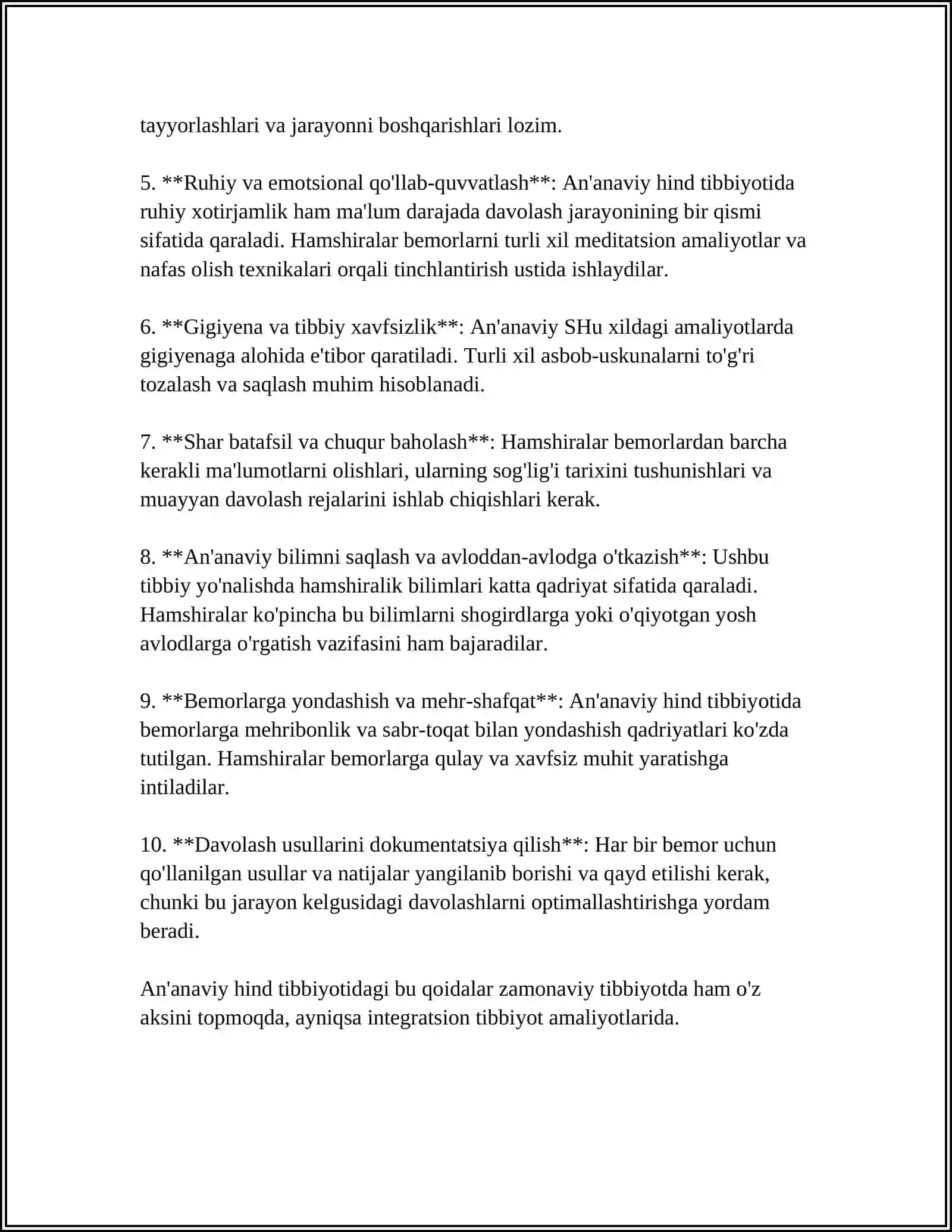 SOME GOOD RULES FOR NURSES ADJECTIVE CULTURE PROJECT.TRADITIONAL INDIAN MEDICINE 4